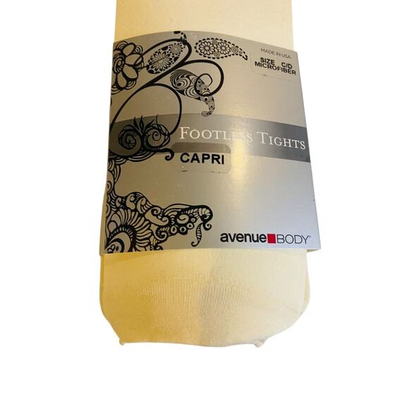 Avenue Body New Footless Capri Tights Plus Size C/D Cream - Picture 2 of 5